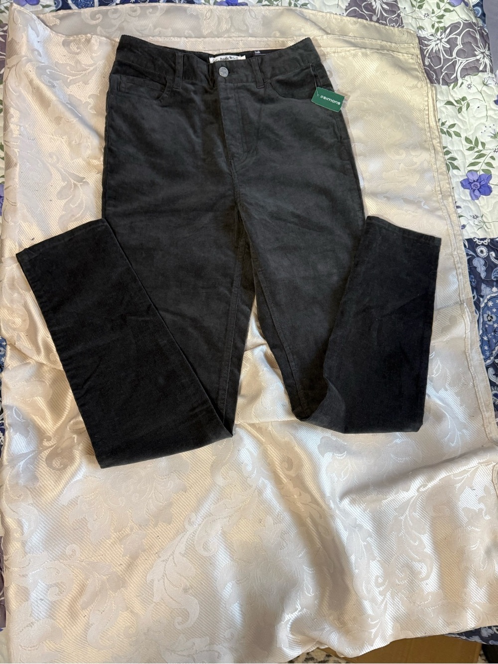 Twik Punk Skinny Black Velvet Corduroy Jeans Sz 27 NWT - Picture 3 of 7